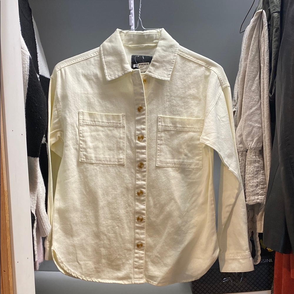Tilly’s Cream Button Down Denim Jacket